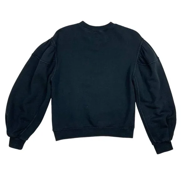 Ulla Johnson Ava Pullover Sweatshirt P US/0 XS Onyx Puff Shoulder